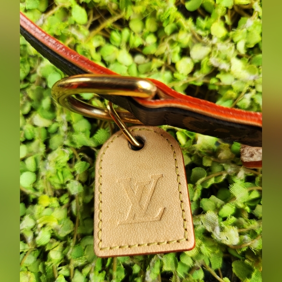 LOUIS VUITTON Brown Gold LV Monogram Canvas Baxter Tag 18" Dog Choker Collar NIB - Picture 10 of 16